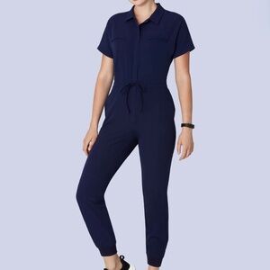 NWOT Mandala Women's One-Piece Scrub Jogger Jumpsuit Navy Blue Size L NEW!